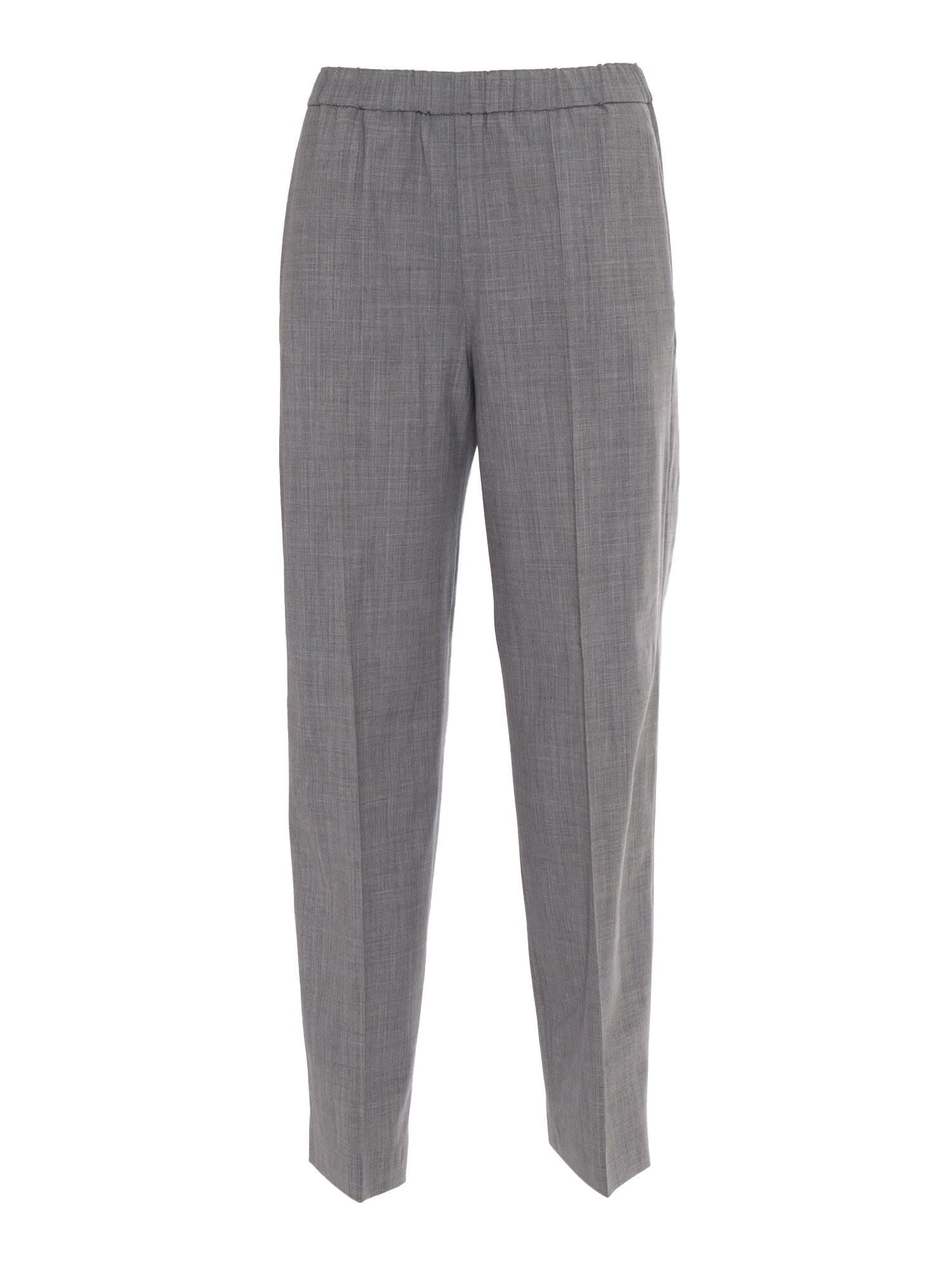 Shop Fabiana Filippi Bistretch Wool Jogging Trousers With Filo Diamante In Grey