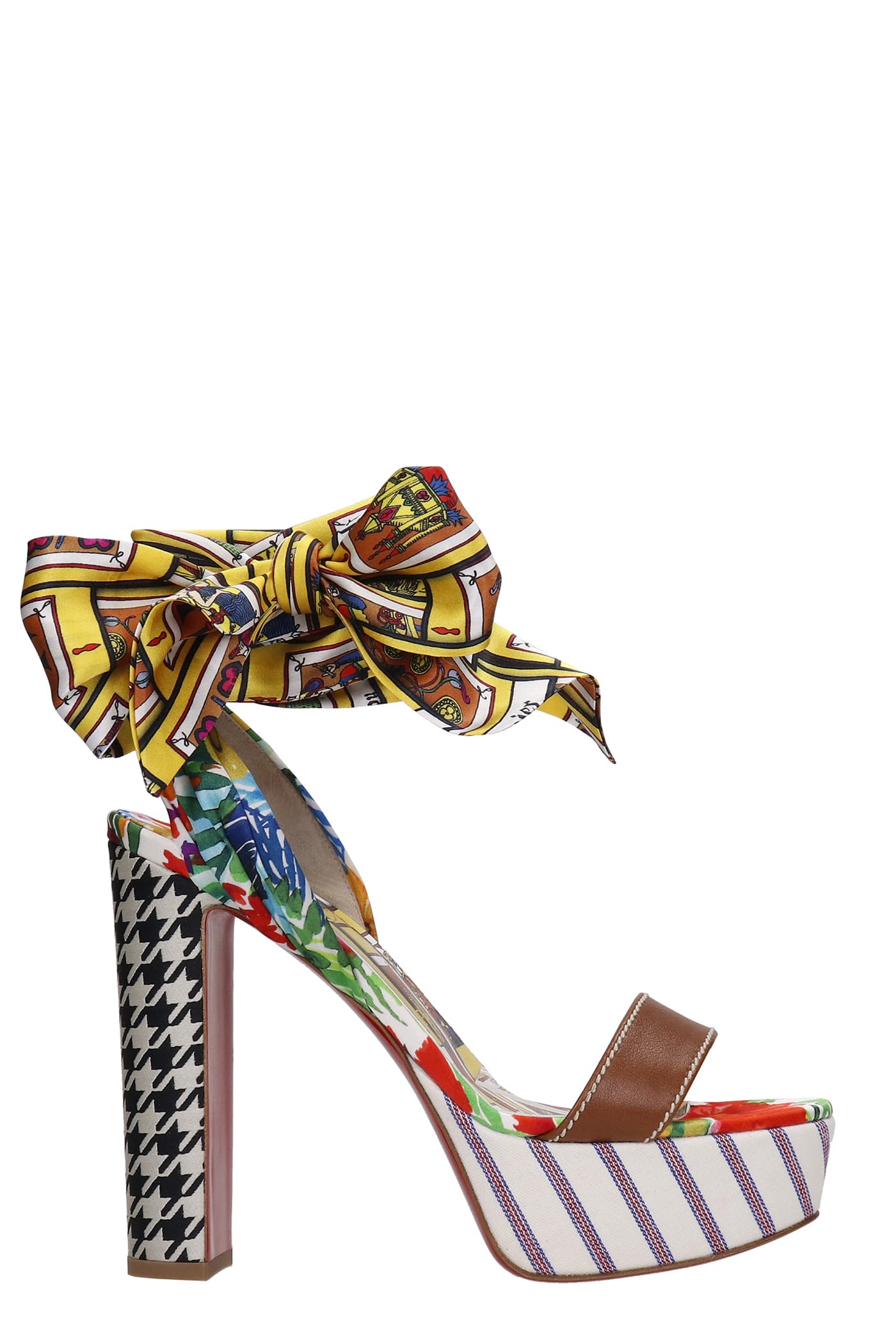 Christian Louboutin Alta 130 Sandals In Multicolor Fabric