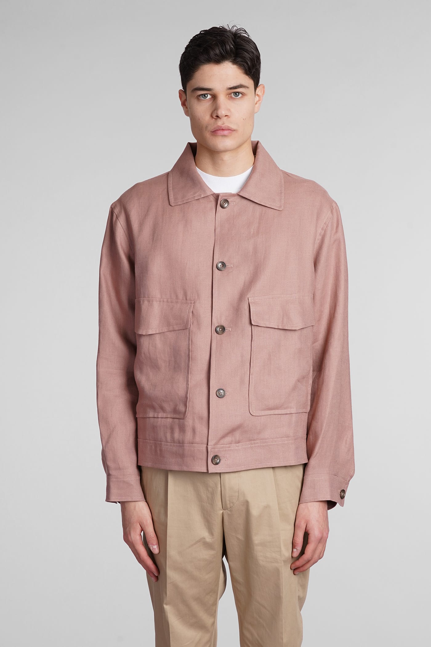 Tagliatore Amir Casual Jacket In Rose-pink Linen