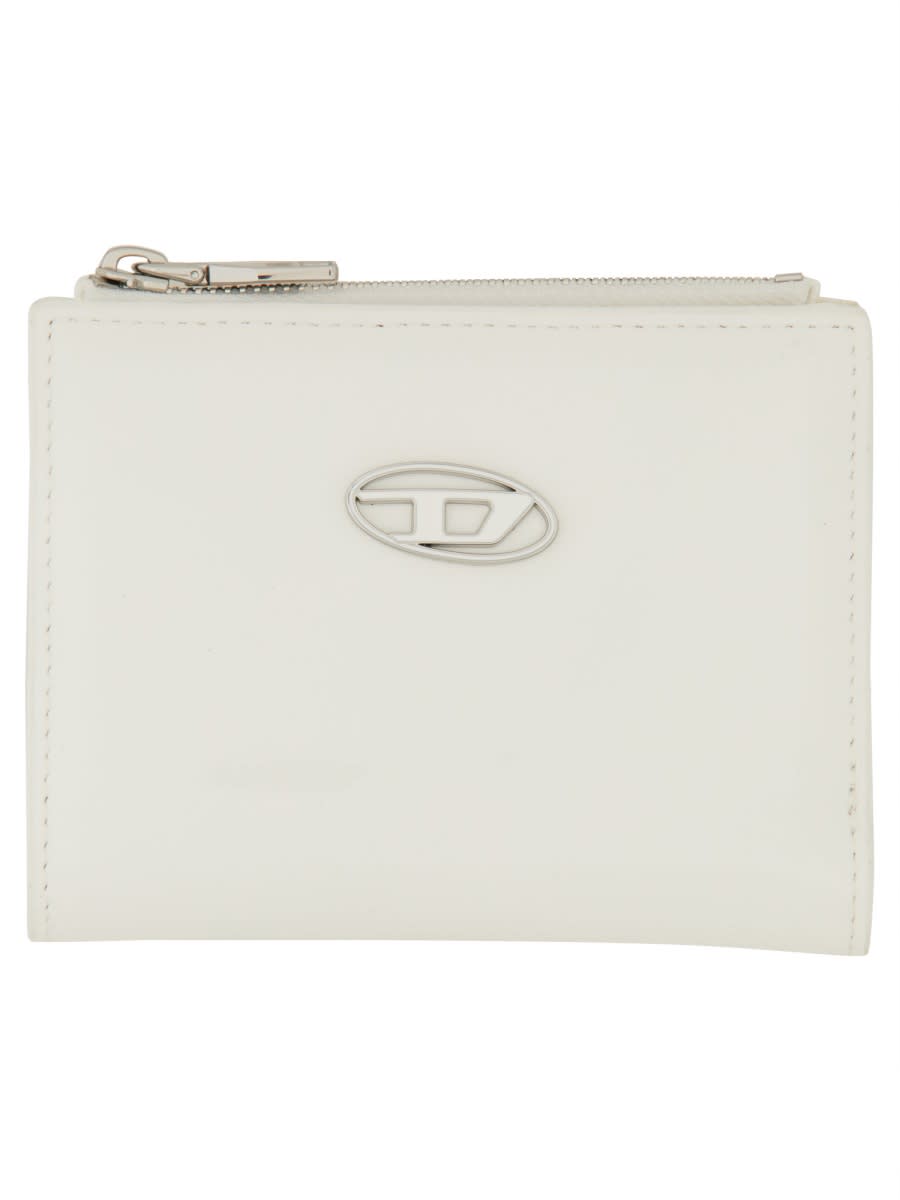Diesel Play Bi-fold Zip Li Wallet In White