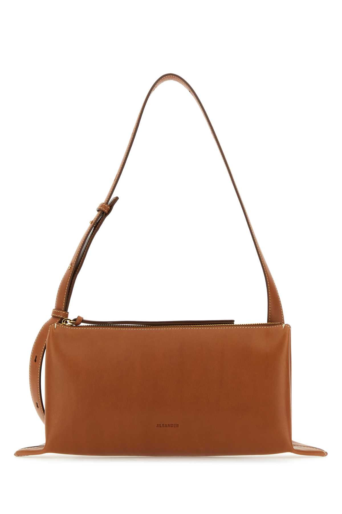 Shop Jil Sander Light Brown Leather Small Empire Shoulder Bag In 906