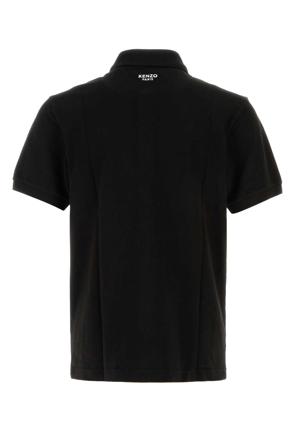 Kenzo Black Piquet Polo Shirt In Black