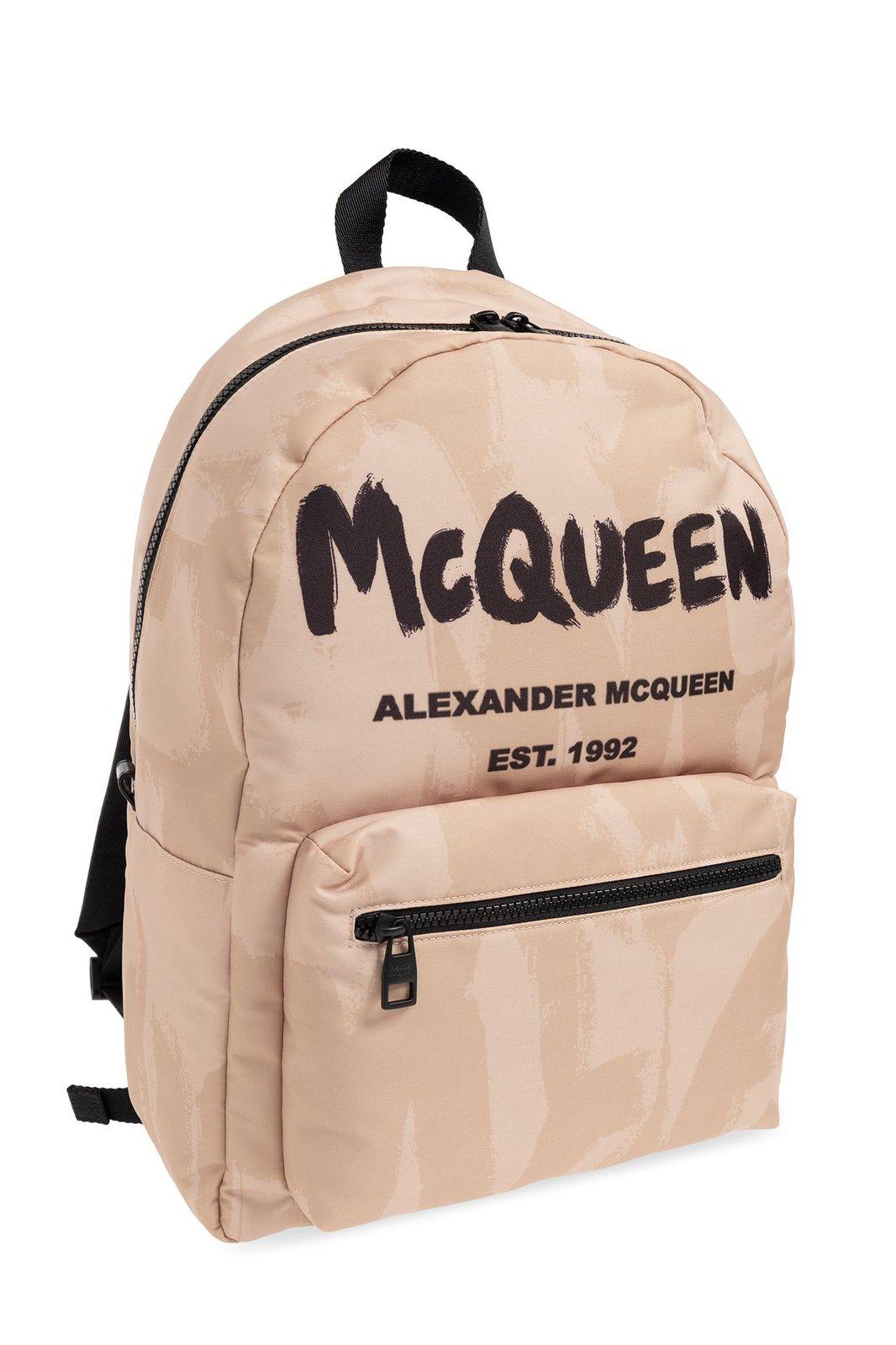 Shop Alexander Mcqueen Graffiti-logo Metropolitan Backpack In Beige