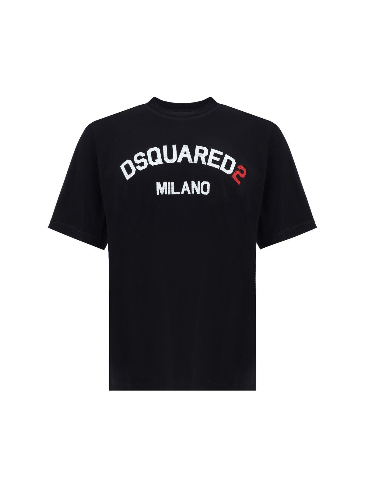 Shop Dsquared2 Logo Printed Crewneck T-shirt In Black