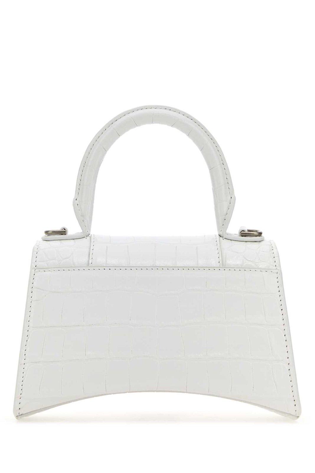 Shop Balenciaga Hourglass Xs Top Handle Bag In White