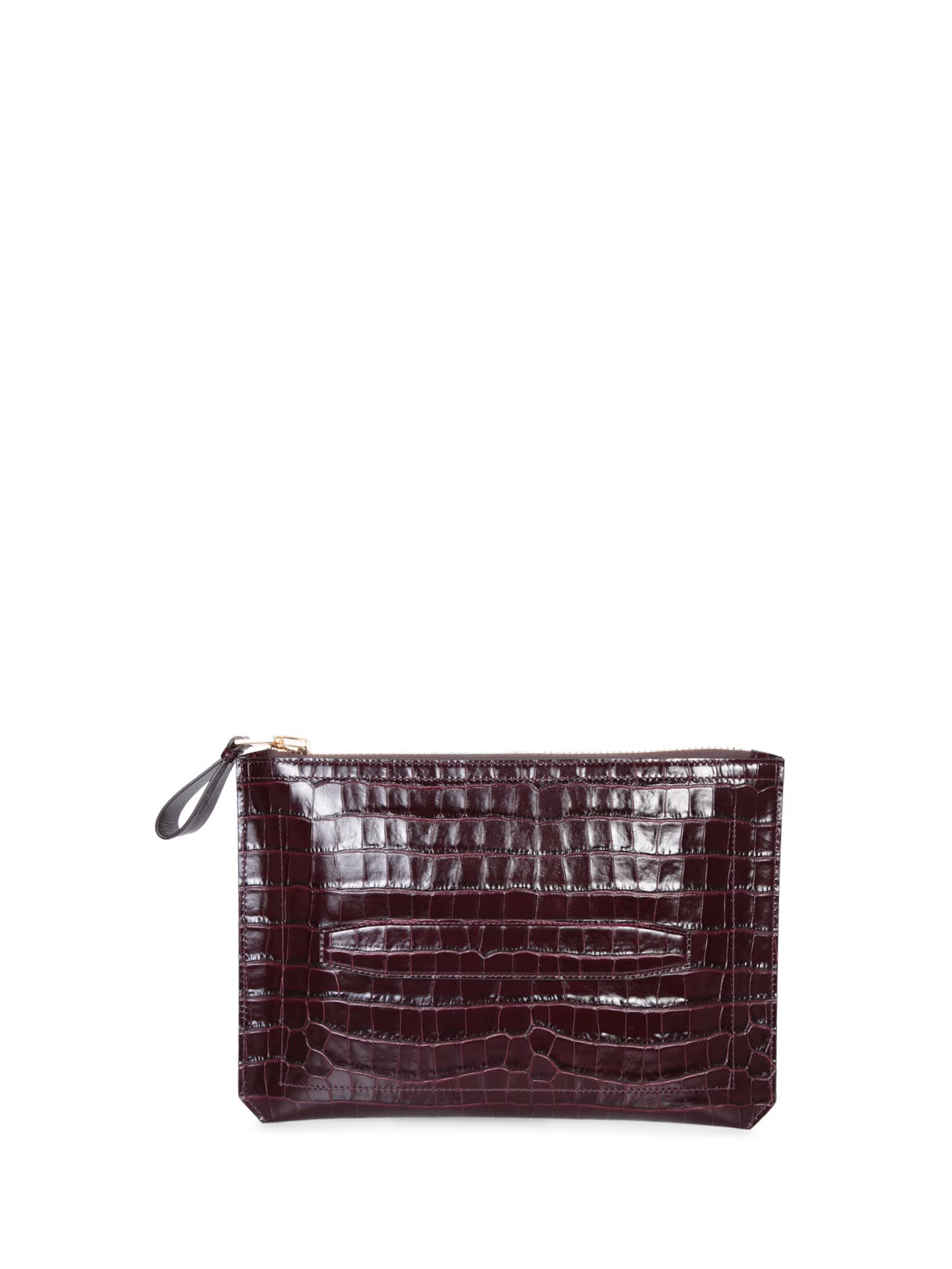 Shop Tom Ford Buckley Small Croco Bordeaux Clutch