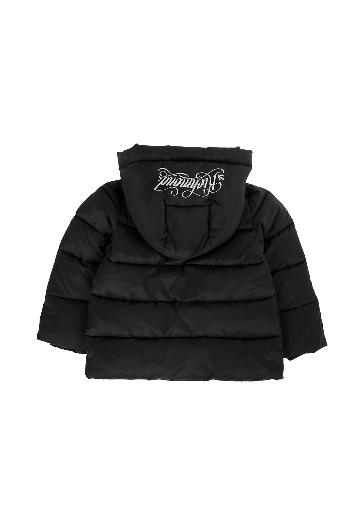 Richmond Black Down Jacket For Babykids With Logo In Black