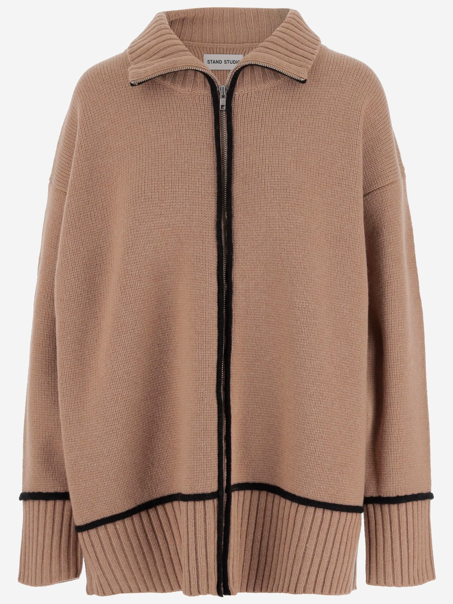 Shop Stand Studio Zion Wool Cardigan In Beige