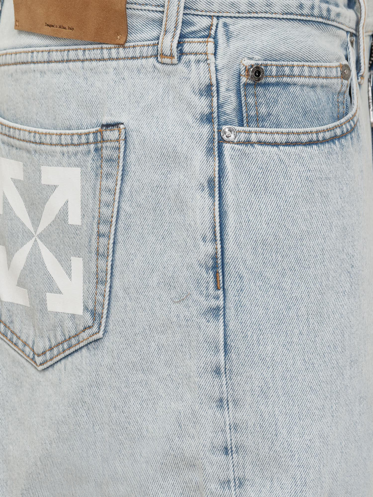 Shop Off-white Single Arrow Shorts Jeans In Beach Blue