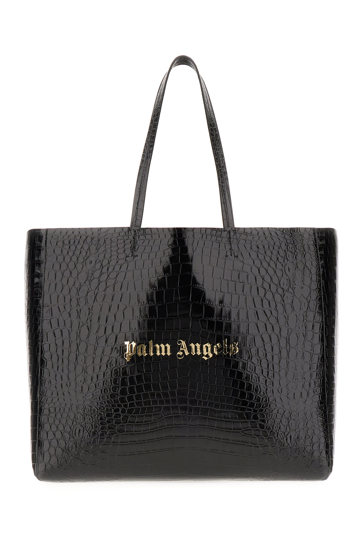 Palm Angels Black Leather Shopping Bag