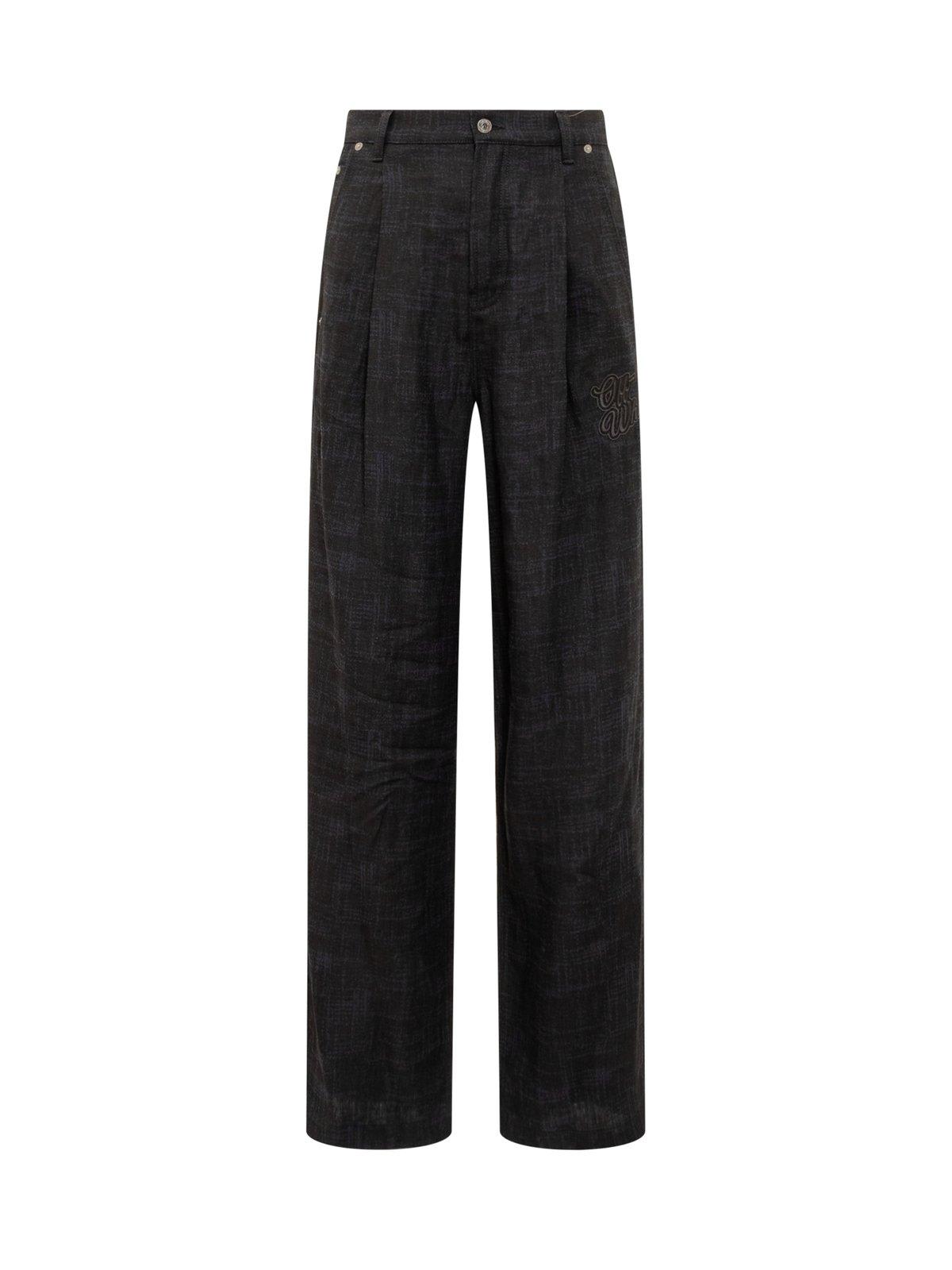 Off-white High-rise Straight-leg Trousers In Blu