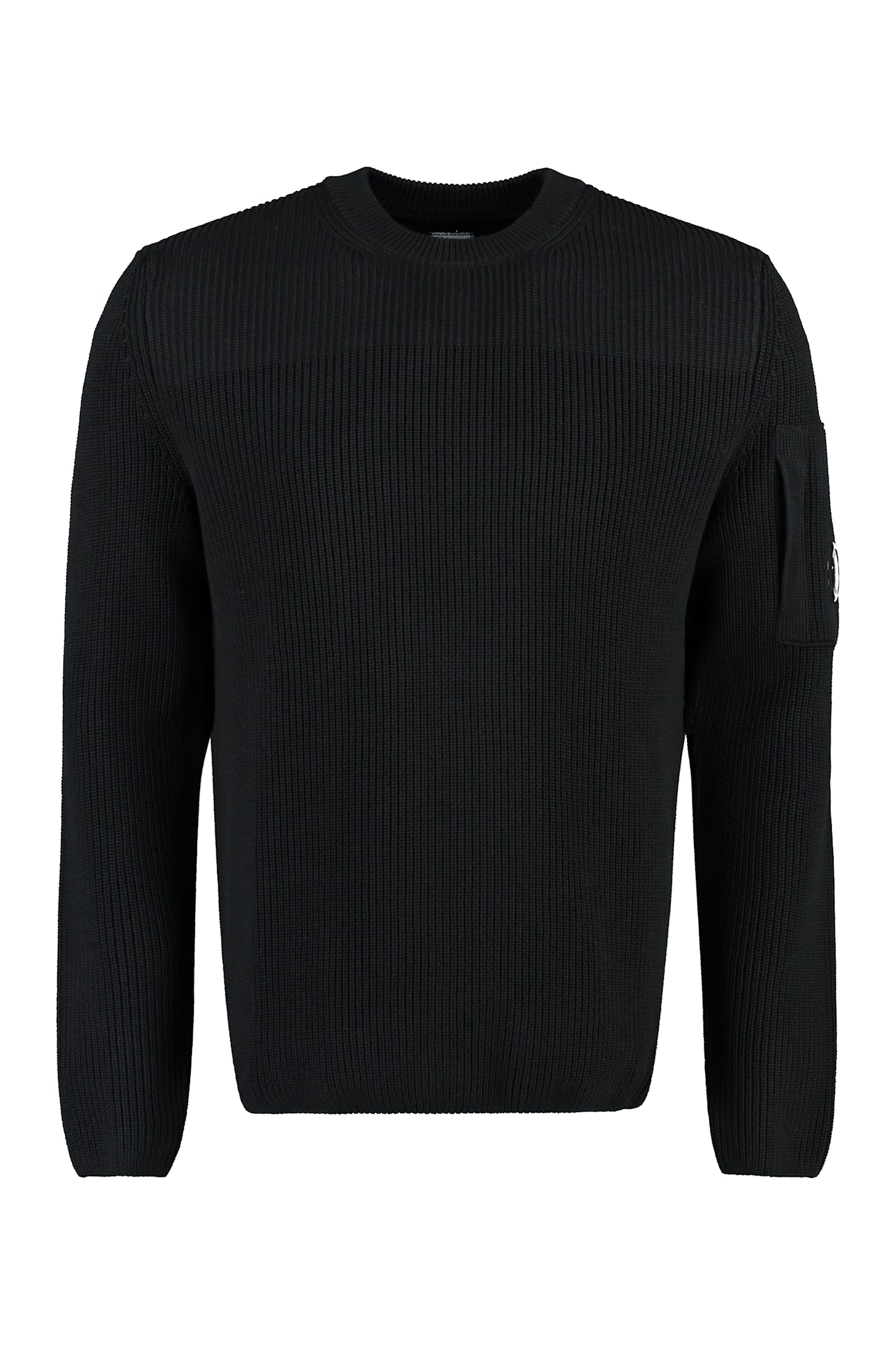 Shop C.p. Company Crew-neck Wool Sweater In Black