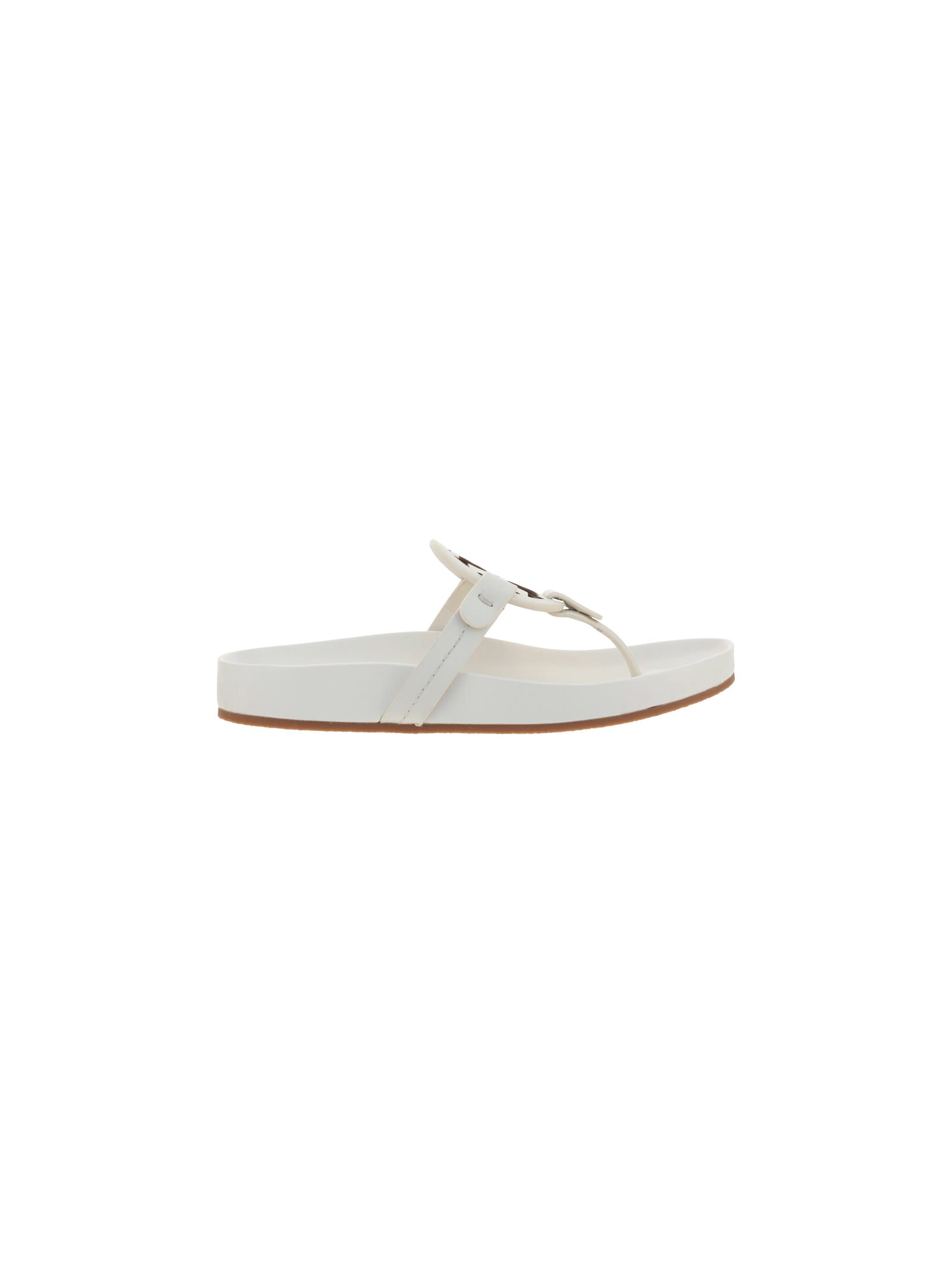 Tory Burch Miller Cloud Leather Thong Sandals In New Ivory/new Ivory