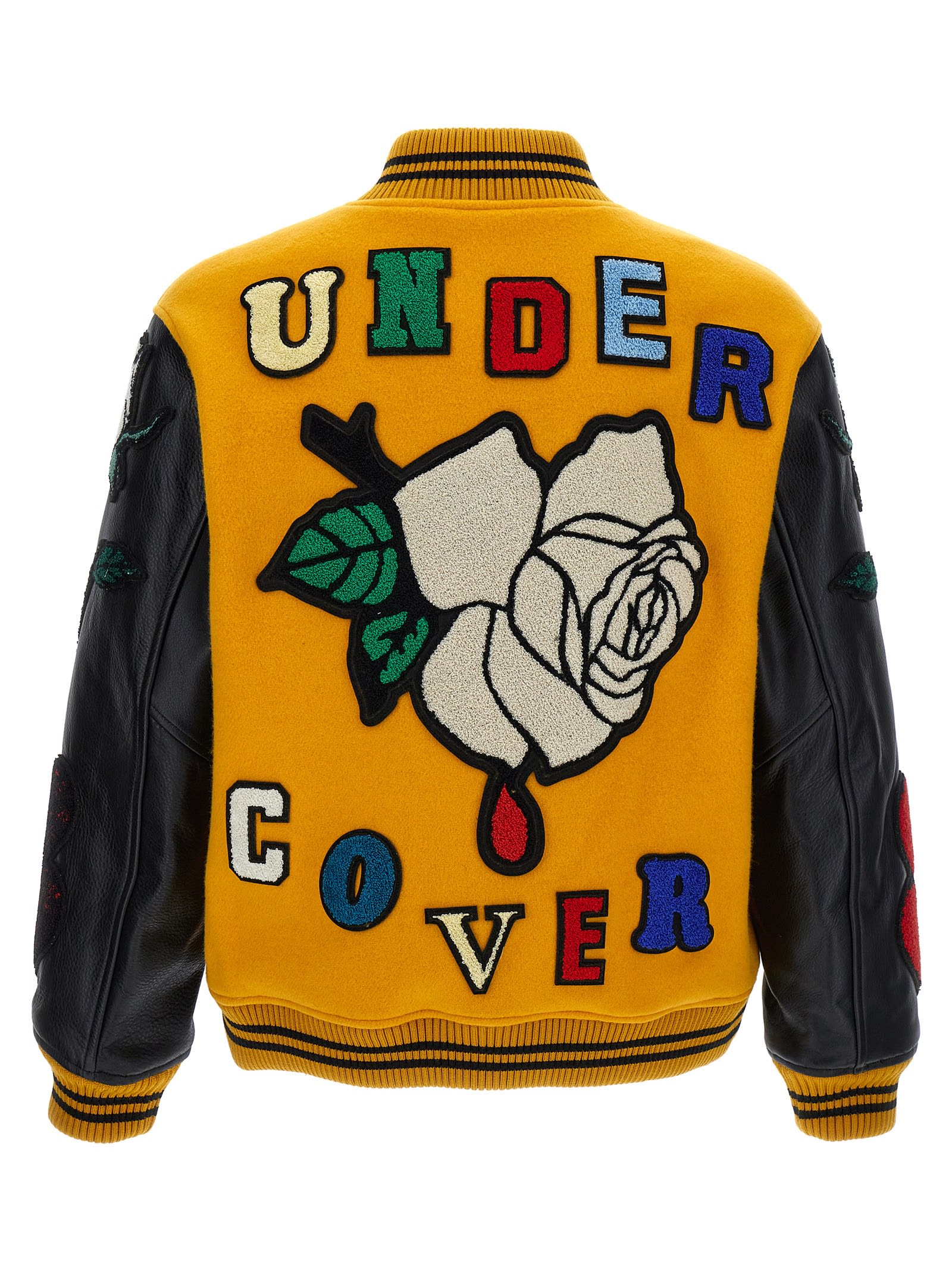Shop Undercover X K. Tolnoe Varsity Bomber Jacket In Yellow