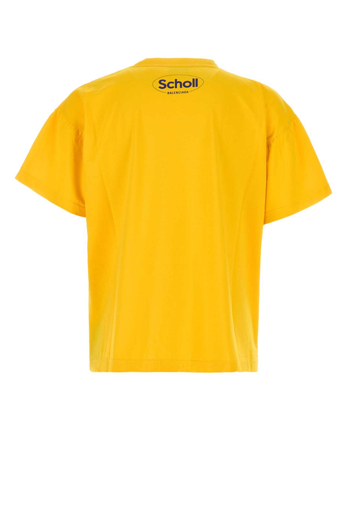 Balenciaga Men Yellow Cotton Oversize T-shirt In Yellow