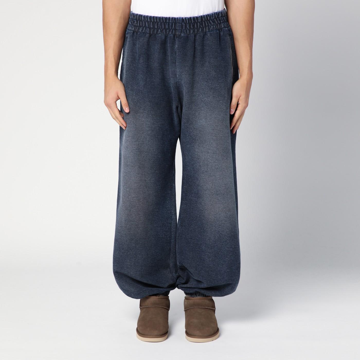 Shop Palm Angels Black Washed Cotton Wide Trousers In Black Black