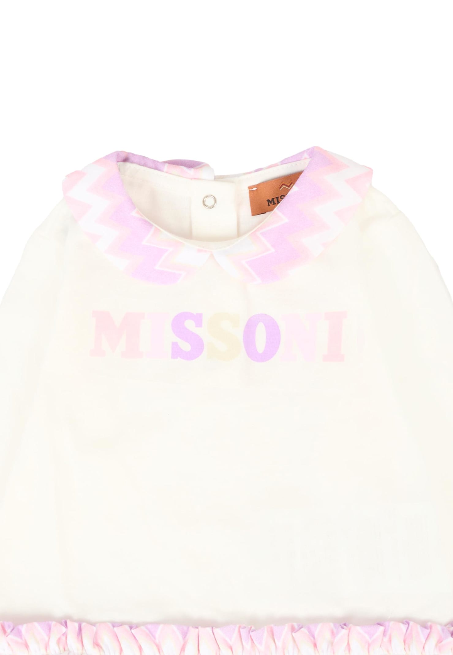 Missoni Ivory T-shirt For Baby Girl With Logo In White