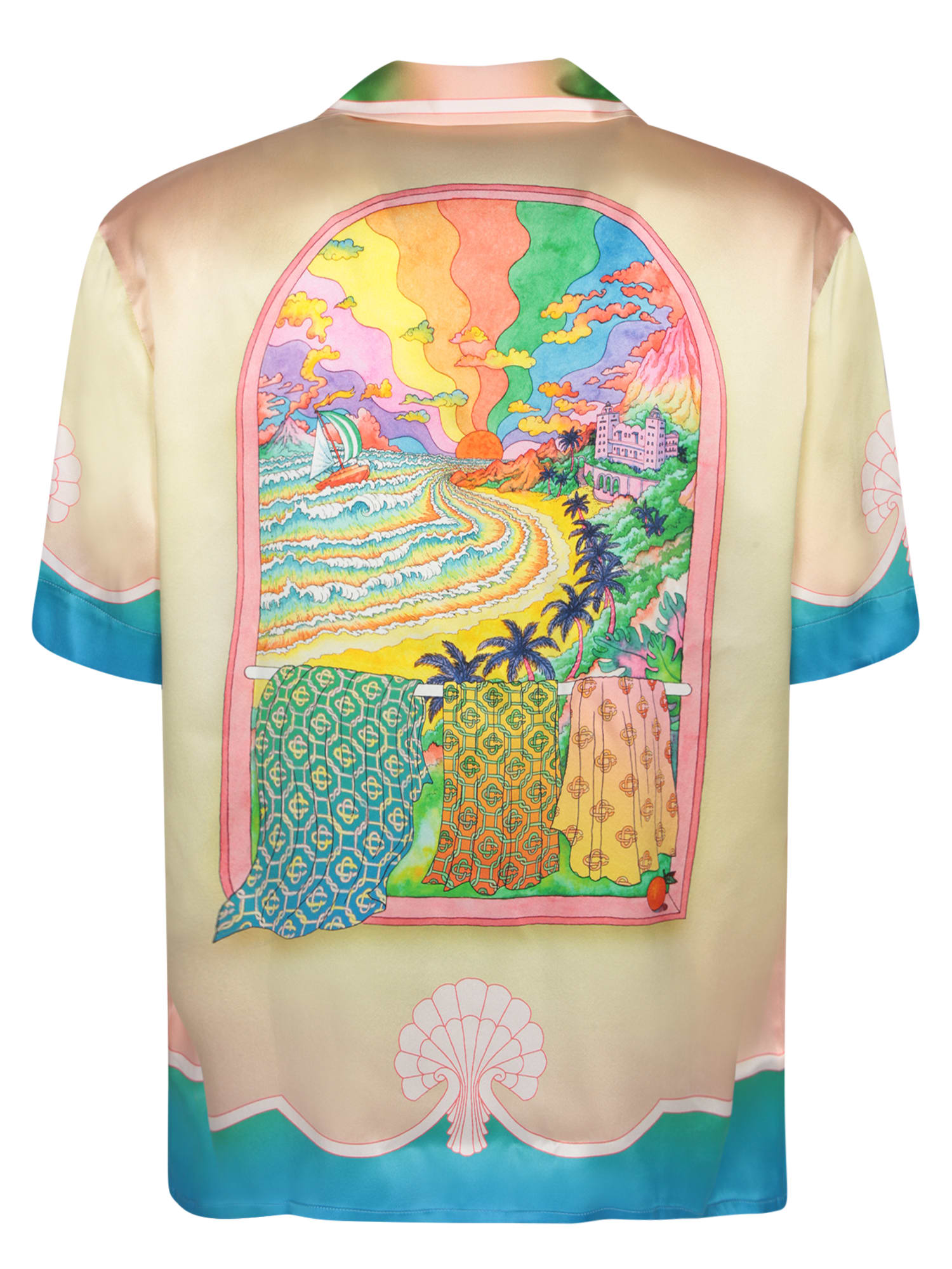 Casablanca Silk Short Sleeve Printed Shirt In Multi