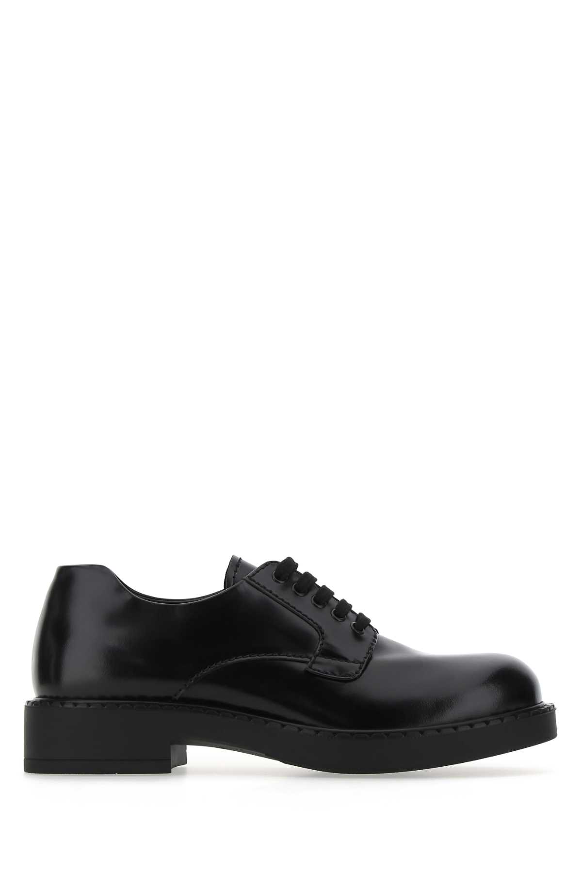 Shop Prada Black Leather Lace-up Shoes In F0002