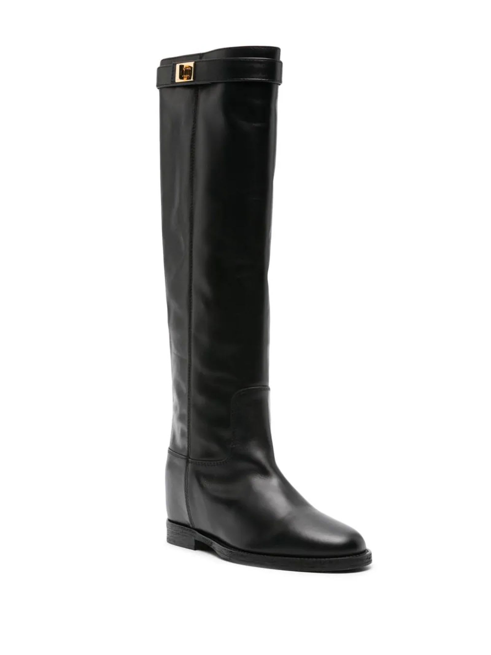 Shop Via Roma 15 Black Calf Leather Boots