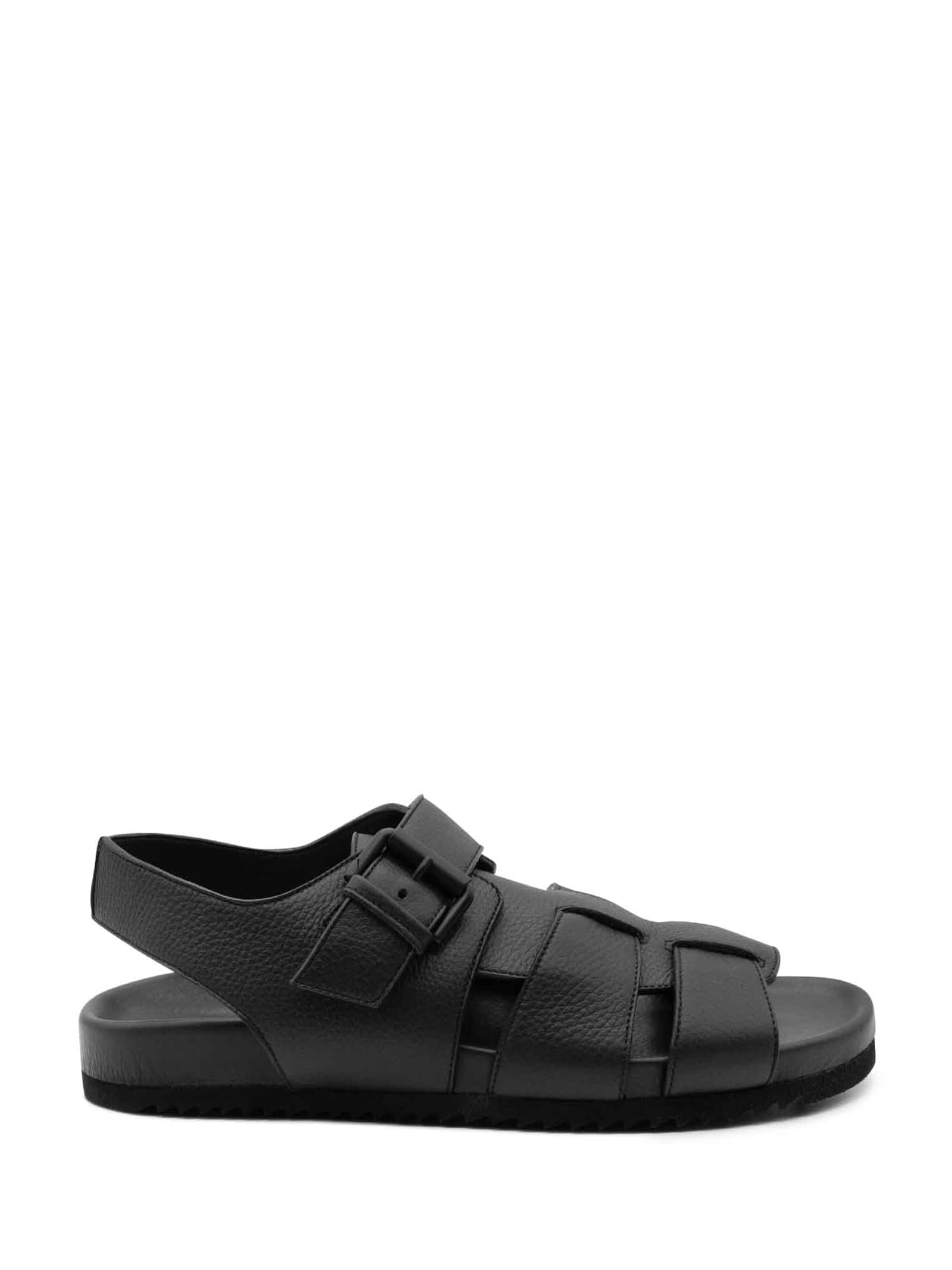 Vic Matie Mens Black Leather Sandal