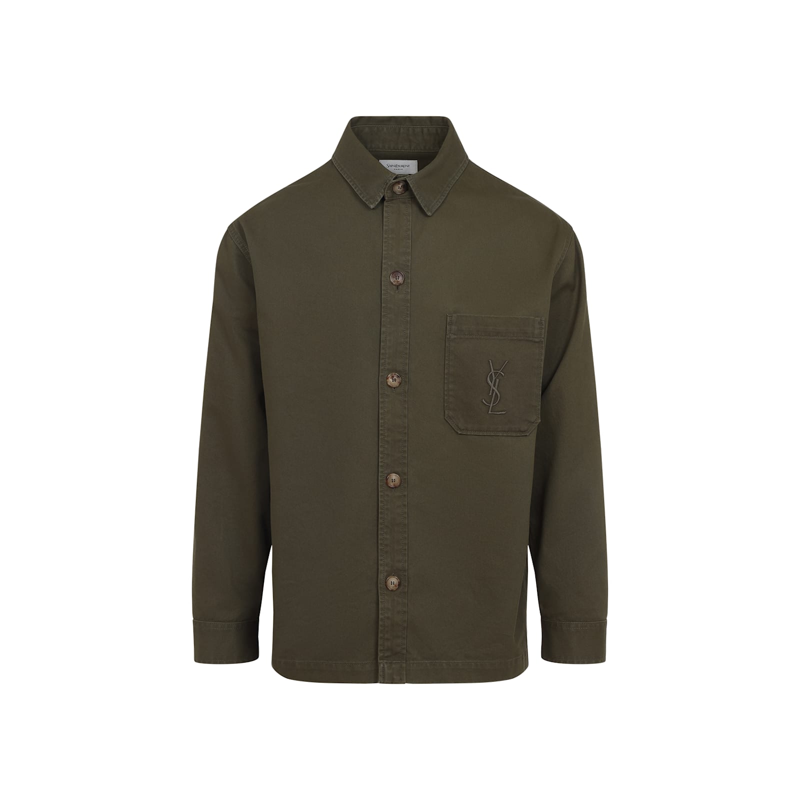 Saint Laurent Solferino Cotton Gabardine Overshirt With Cassandre Logo