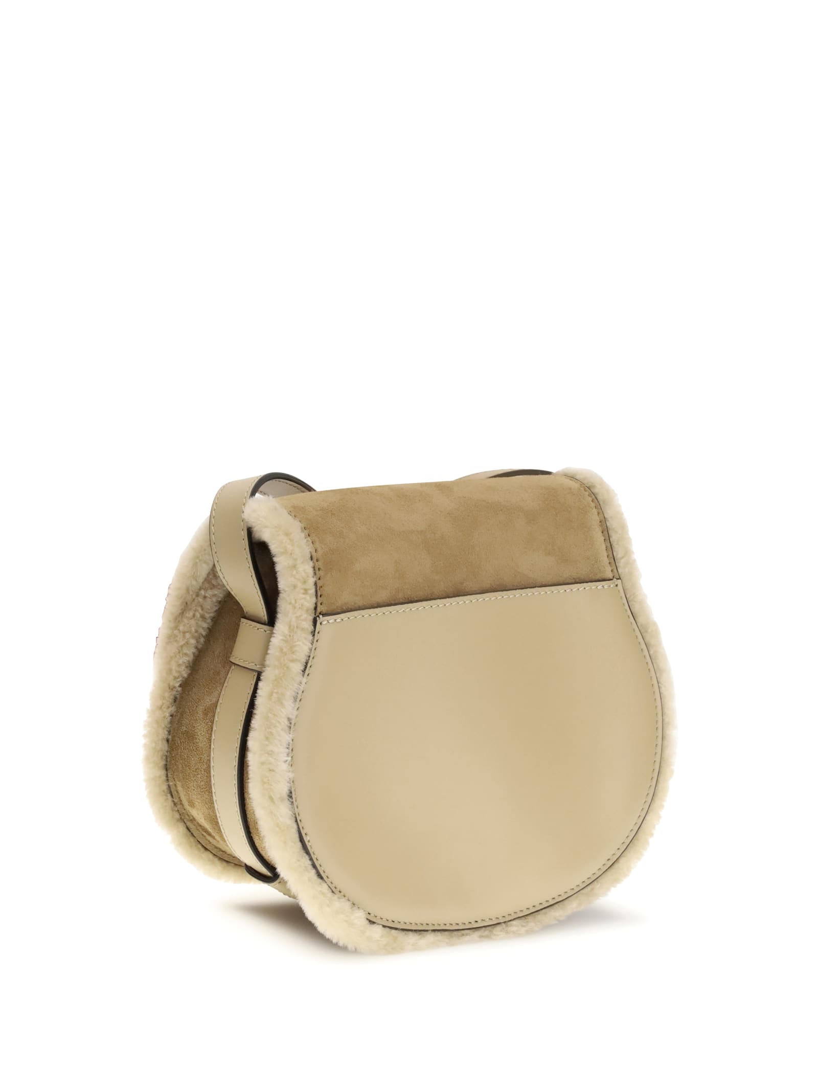 Chloé Small Saddle Marcie Shoulder Bag In Suede And Shearling