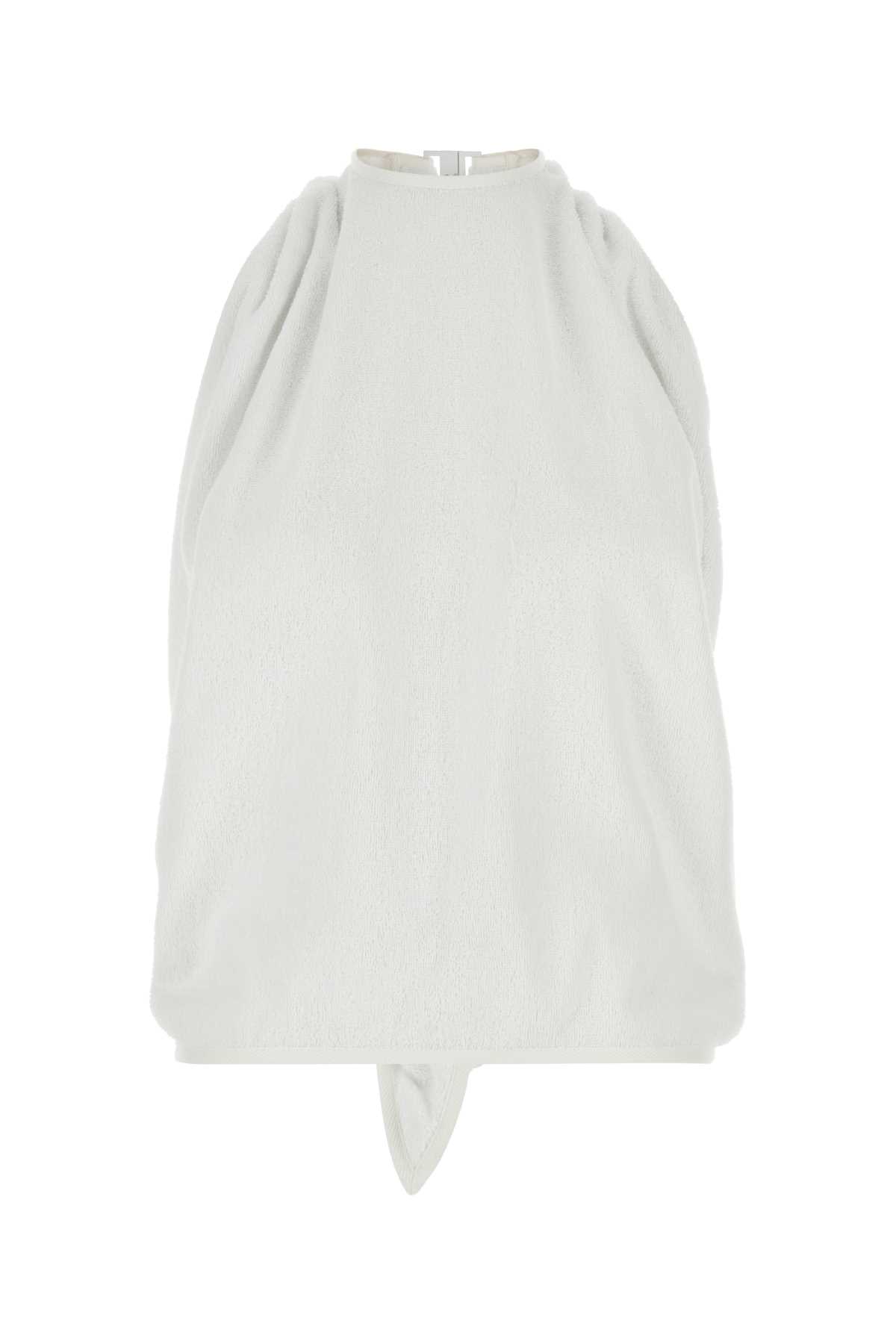 Shop Balenciaga White Terry Fabric Top