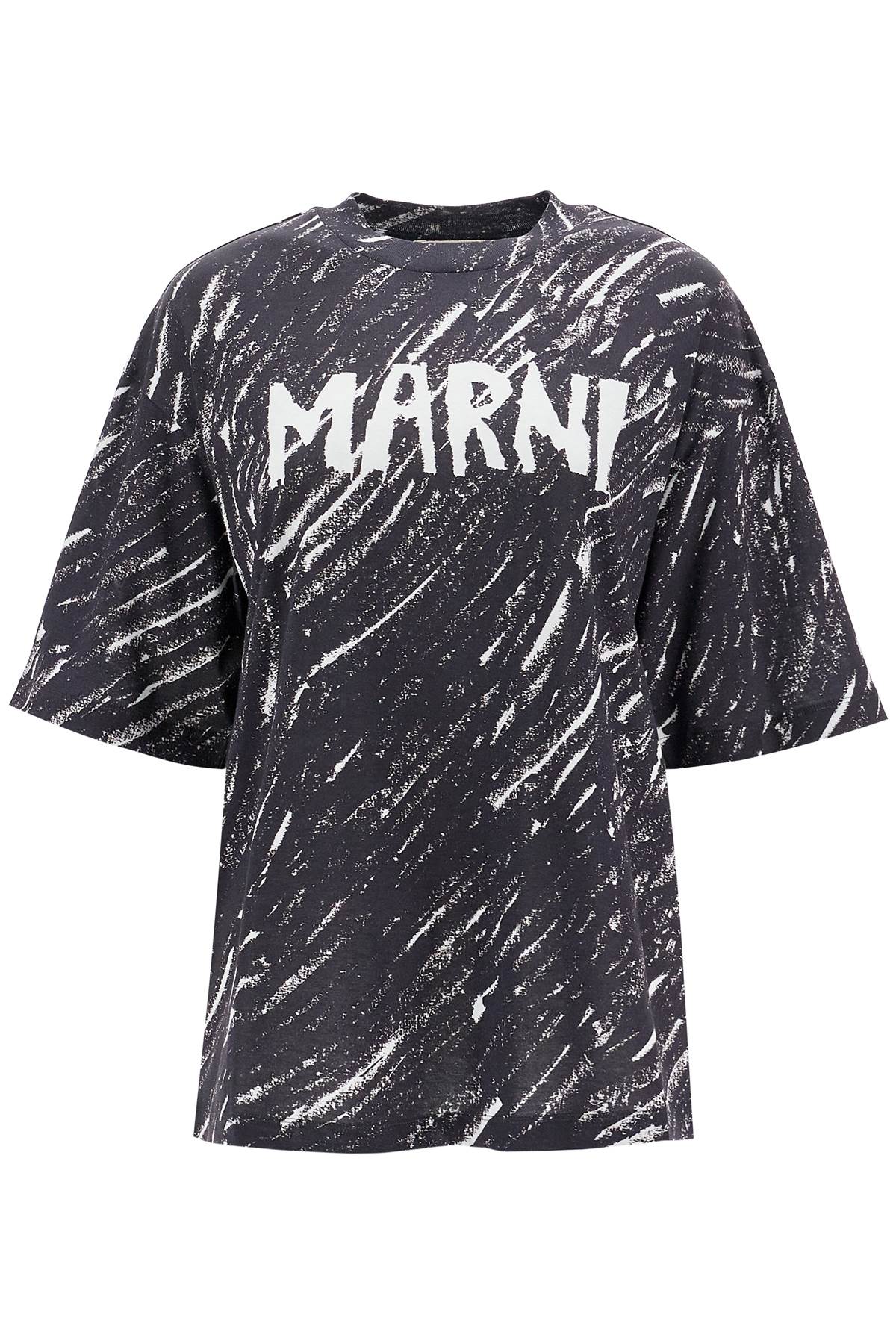 Shop Marni Abstract Pattern Logo T-shirt With In Black (black)