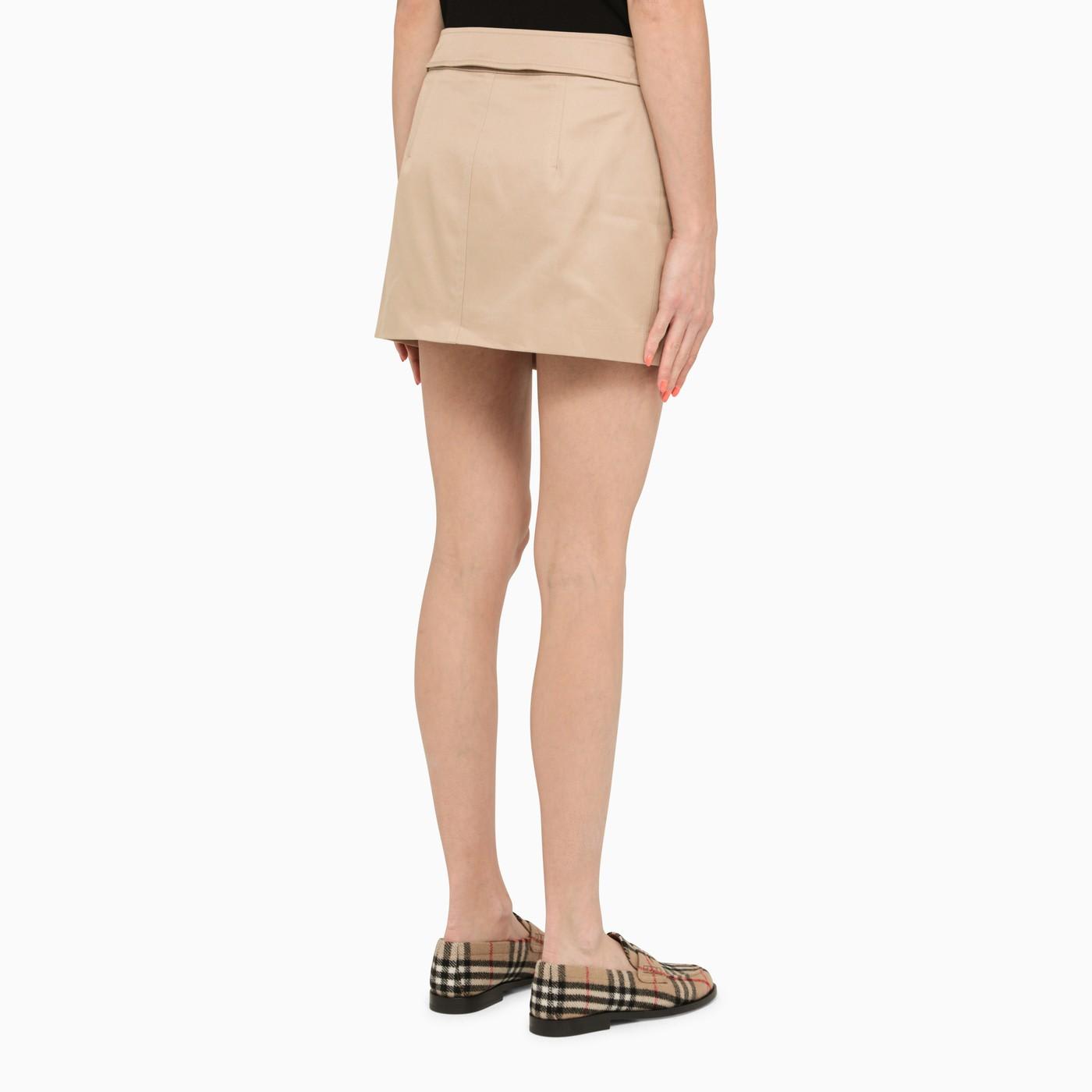 Shop Burberry Beige Cotton Miniskirt In Neutrals