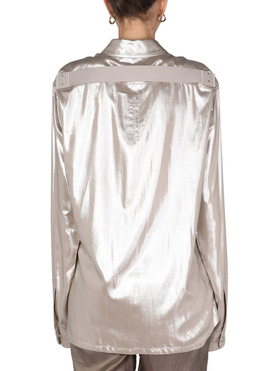 Shop Rick Owens Metallic Effect Shirt In Silver