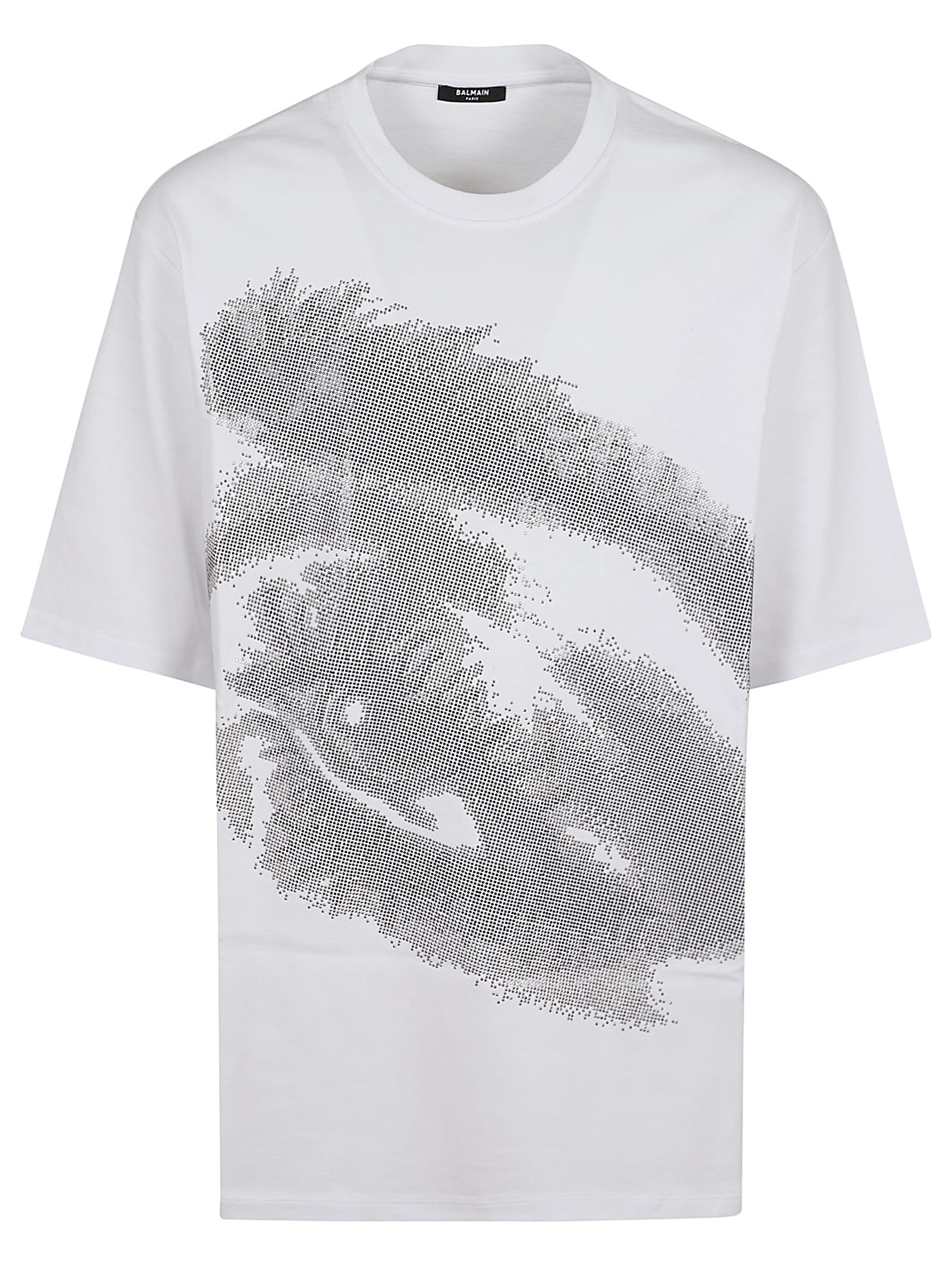 Shop Balmain Eye Embroidered T-shirt In Gab Blanc Noir