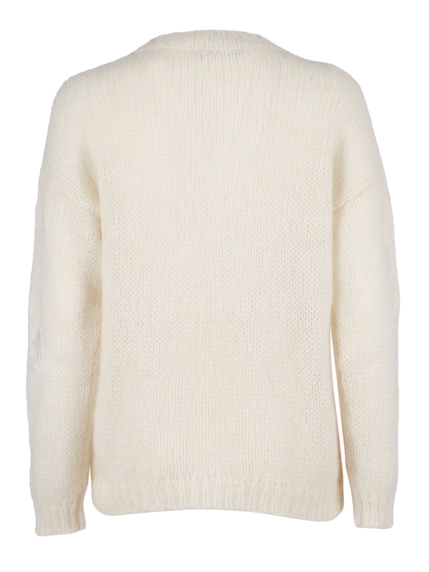 Fabiana Filippi Mohair Ripped Effect Crewneck Sweater With Gold Detail In Neutral