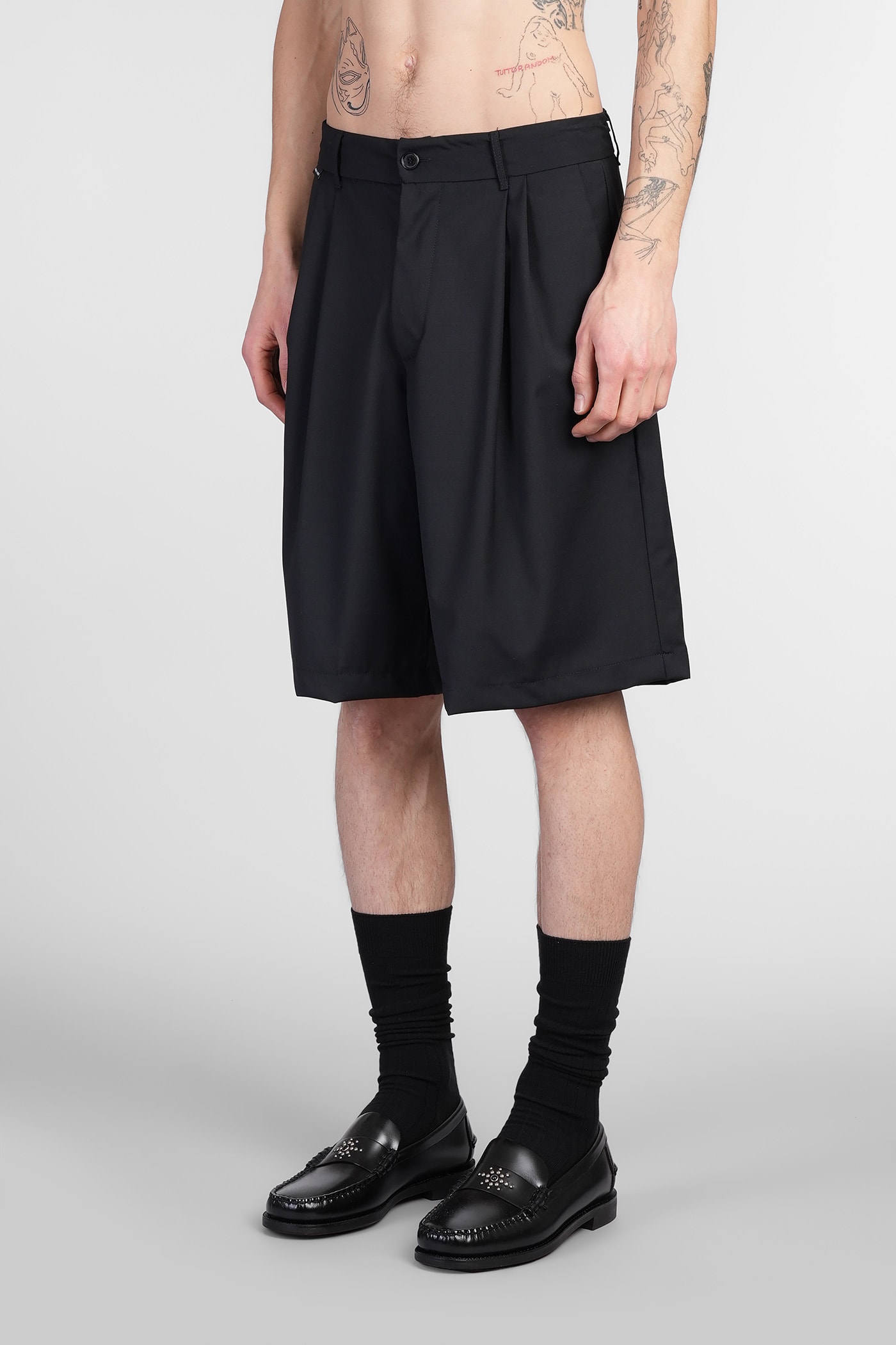 Family First Shorts In Black Polyester In Black