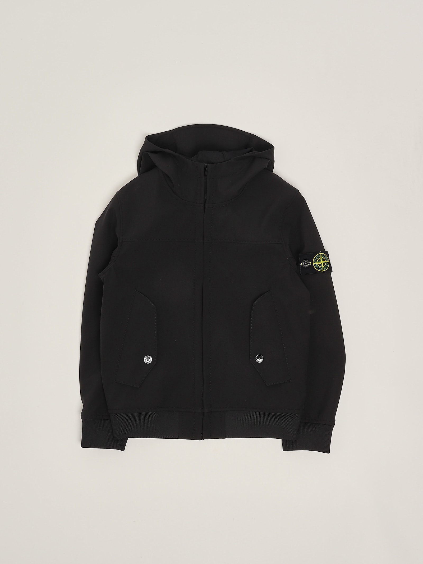 Stone Island Hooded Jacket In Black