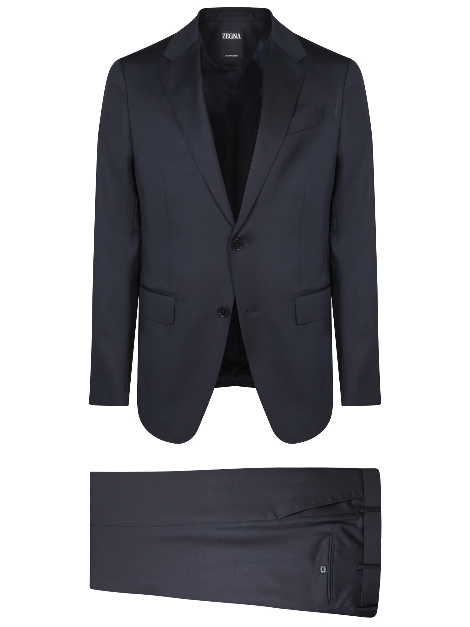 Shop Zegna Blue Wool Suit
