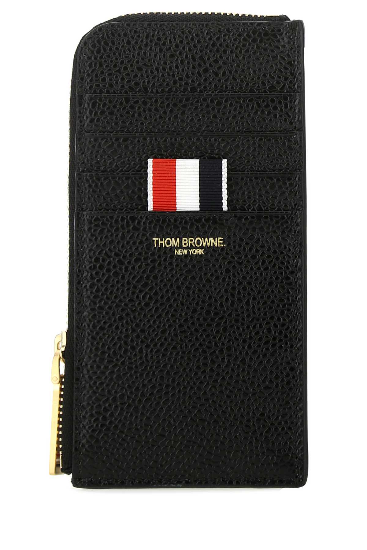 Shop Thom Browne Black Leather Coin Purse In 001