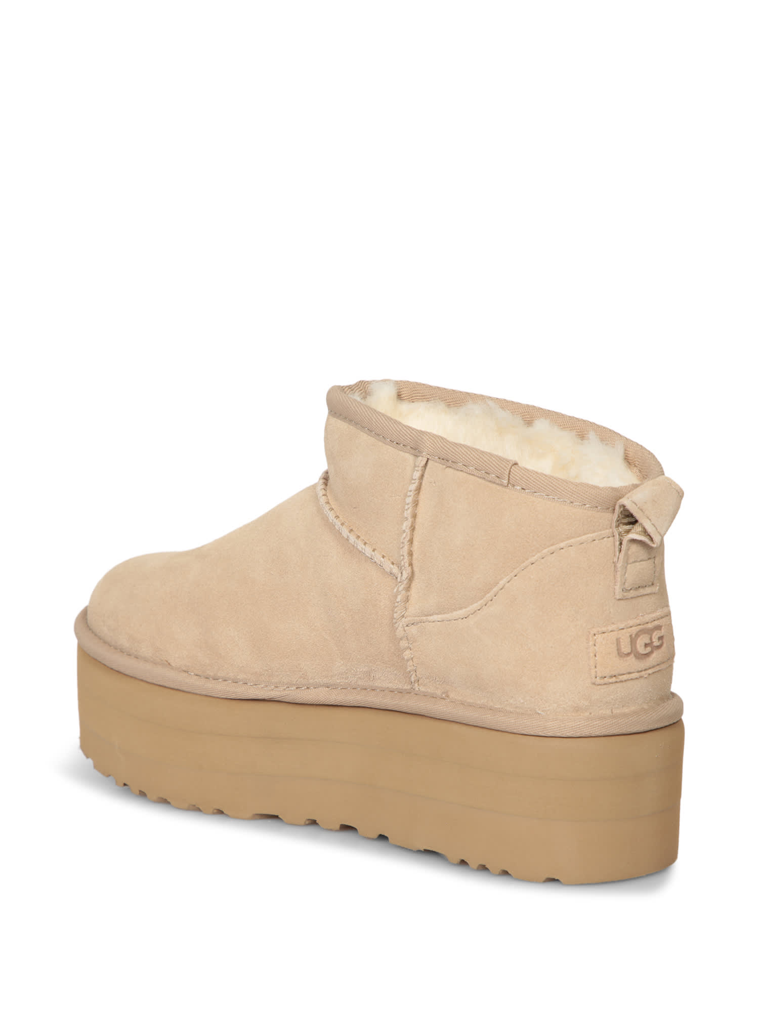 Ugg Classic Ultra Mini 1135092-san Platform Boots Women Sand Suede Comfort Ankle In Beige