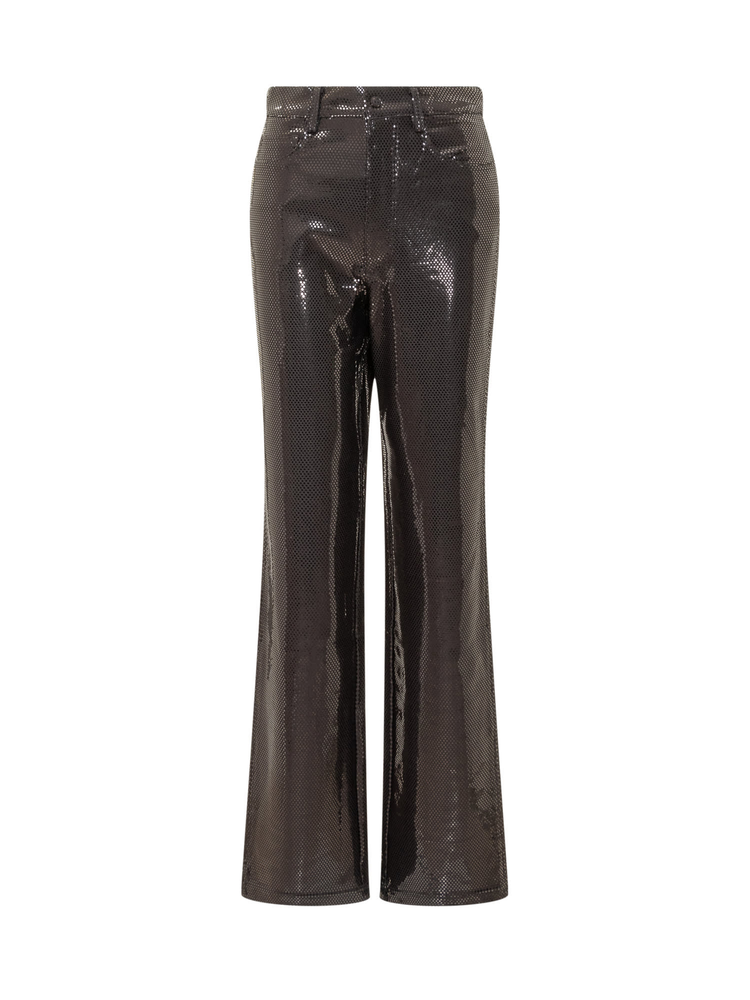 Shop Rotate Birger Christensen Foil Jersey Straight Pants In Black