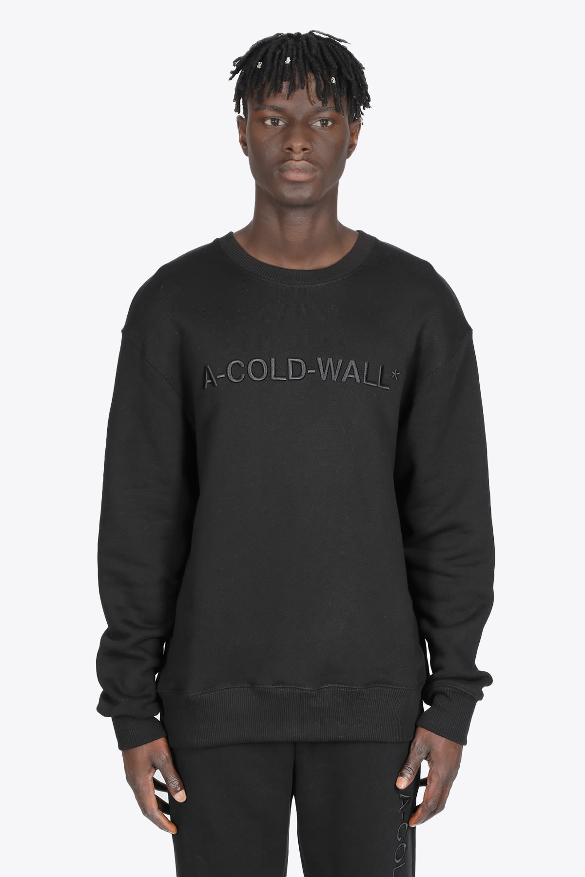A-COLD-WALL Logo Sweatshirt Black cotton sweatshirt with embroidered logo