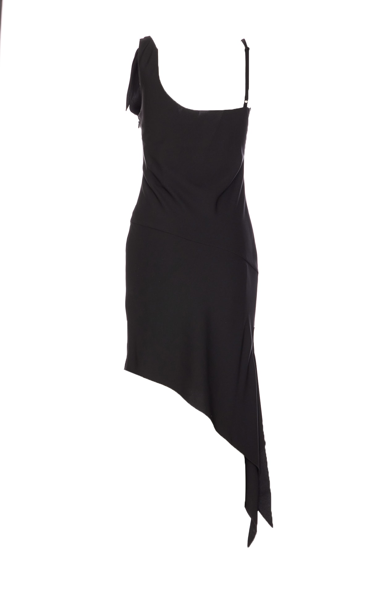 Courrèges Knot Asymmetric Midi Dress In Black