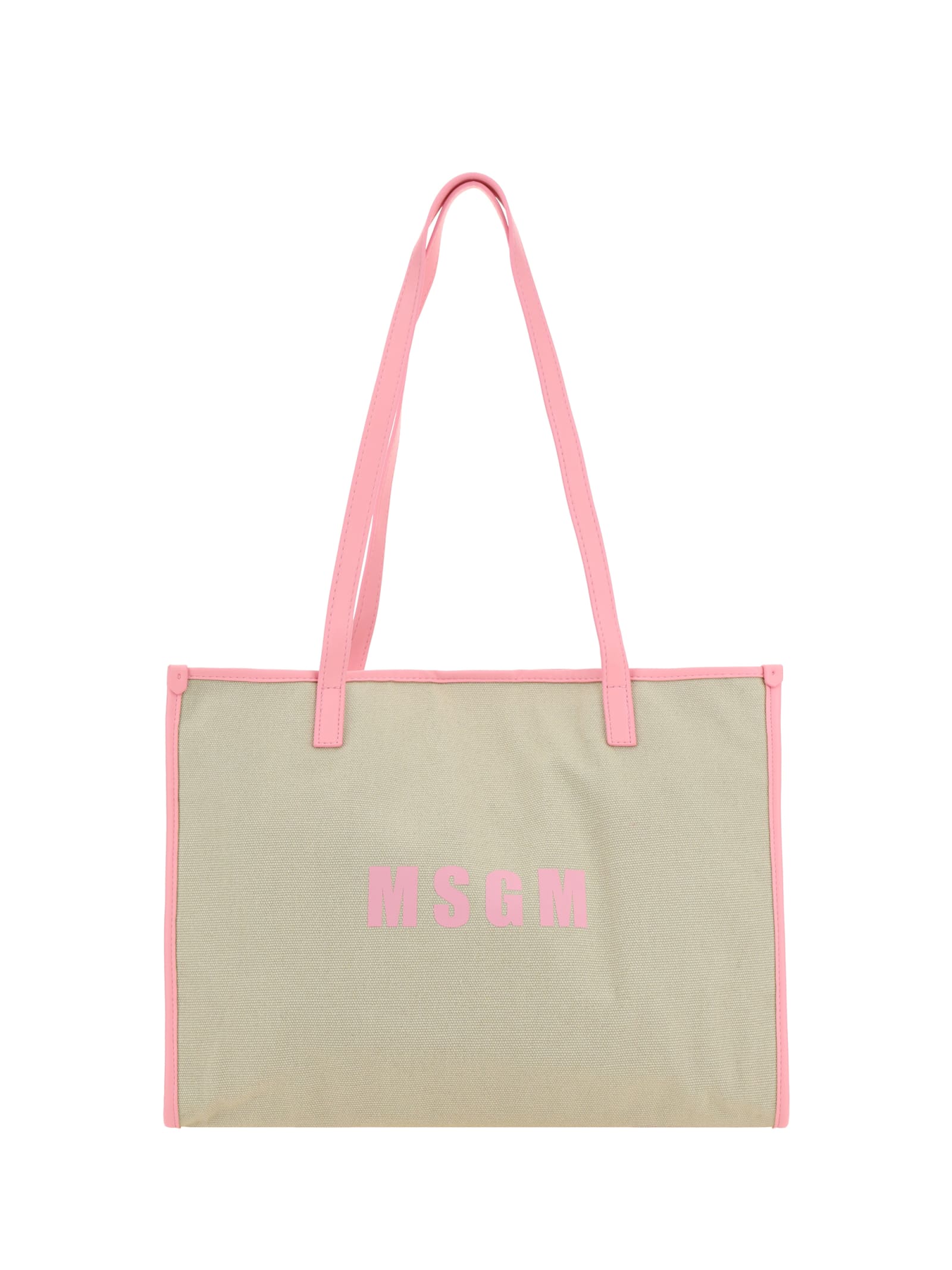 Shop Msgm Logo Medium Shopping Tote In Pink