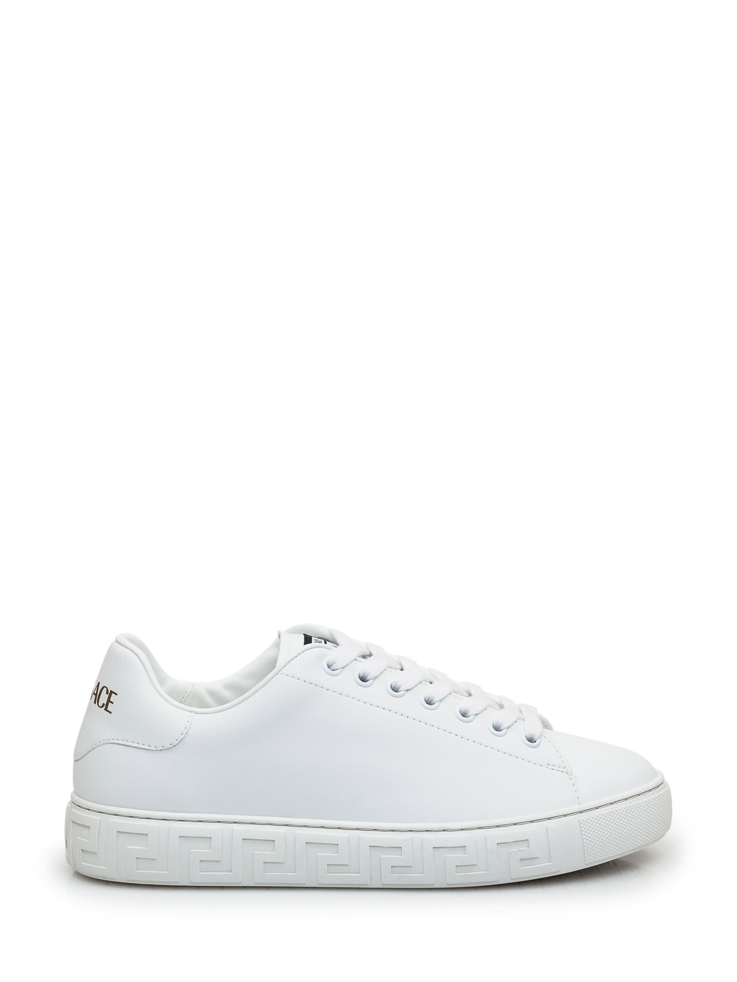 Shop Versace Greca Sneaker In Bianco