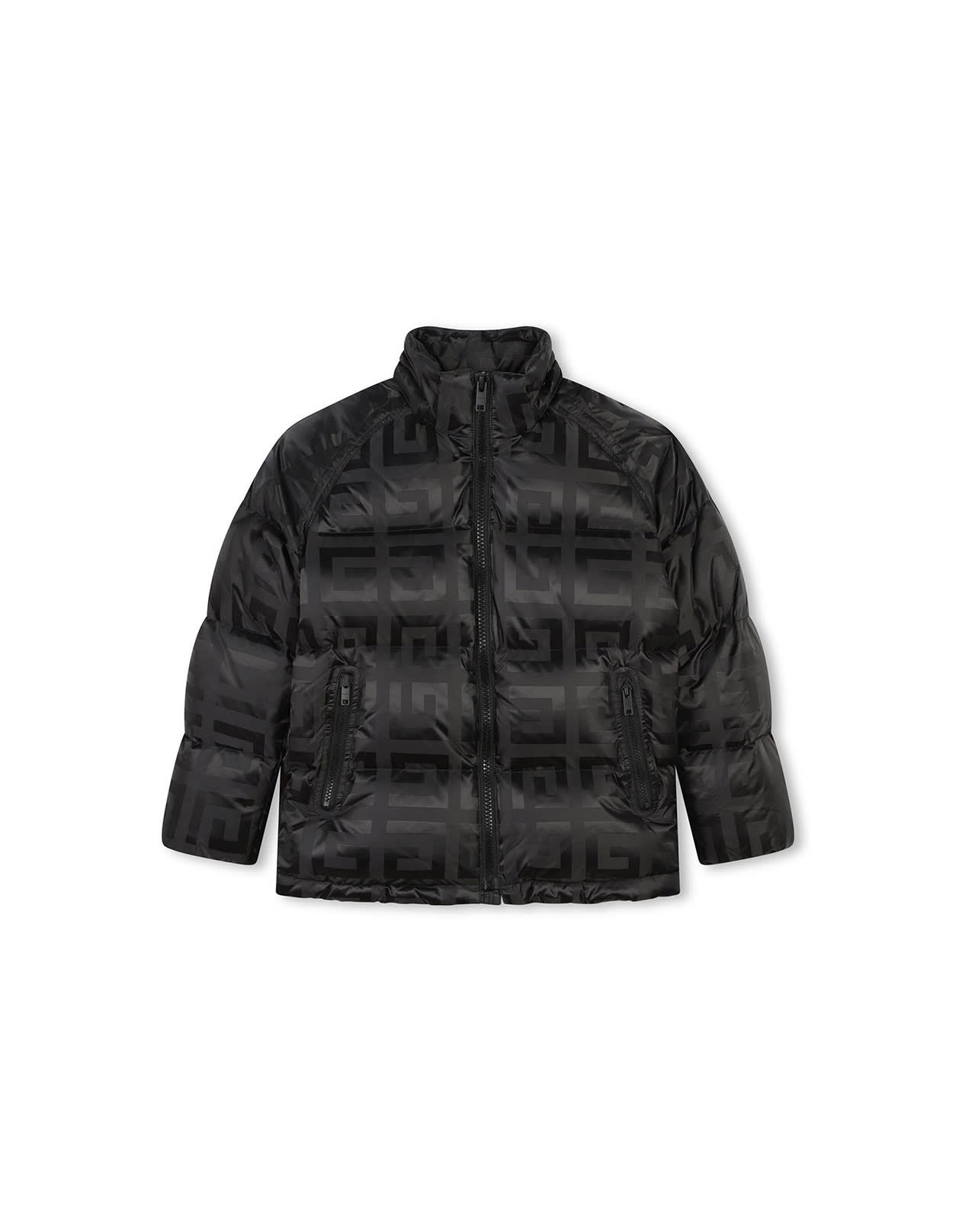 Shop Givenchy Black Down Jacket With 4g Pattern In Nero