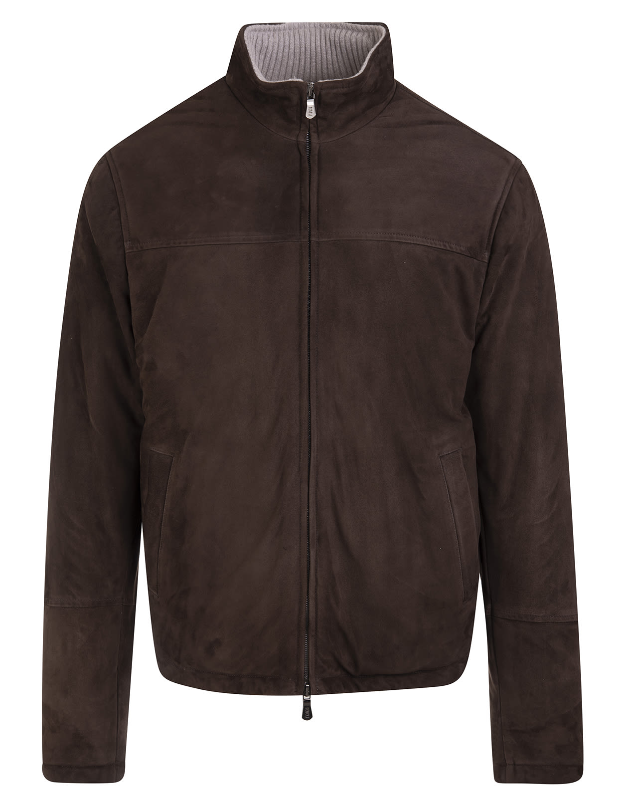 Fedeli Man Our History Bomber Jacket In Brown Suede And Cashmere