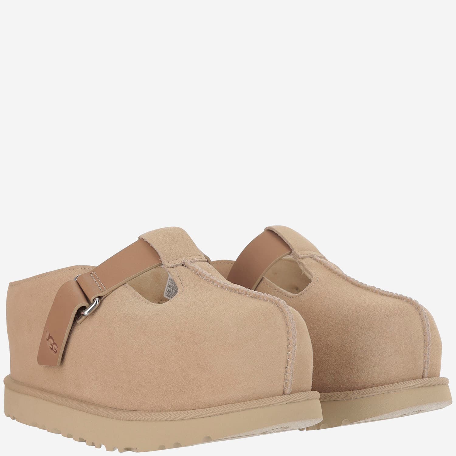 Ugg Lace-up Flatform Sole Round Toe Shoes In Beige