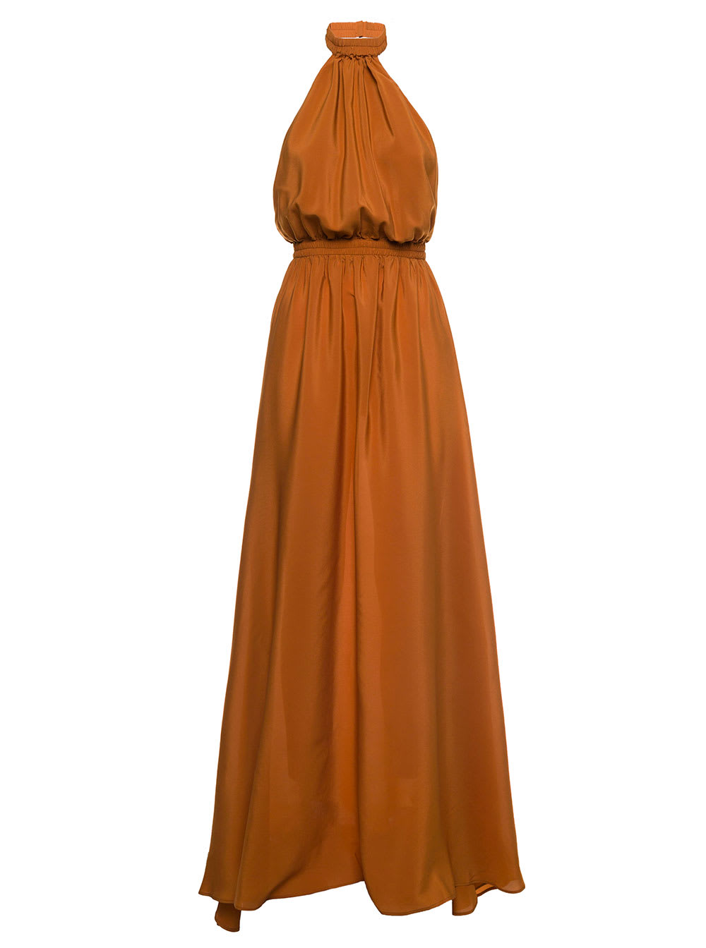 Federica Tosi Brick-colored Silk Long Dress