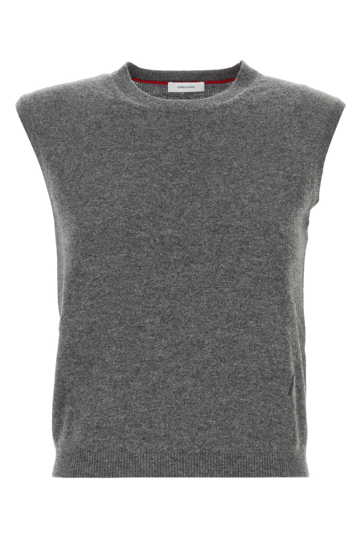Ferragamo Grey Stretch Cashmere Blend Vest