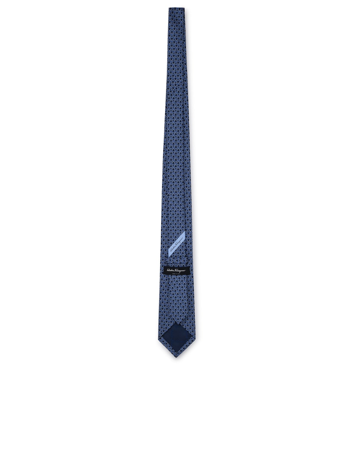 Shop Ferragamo Blue Silk Hook Tie