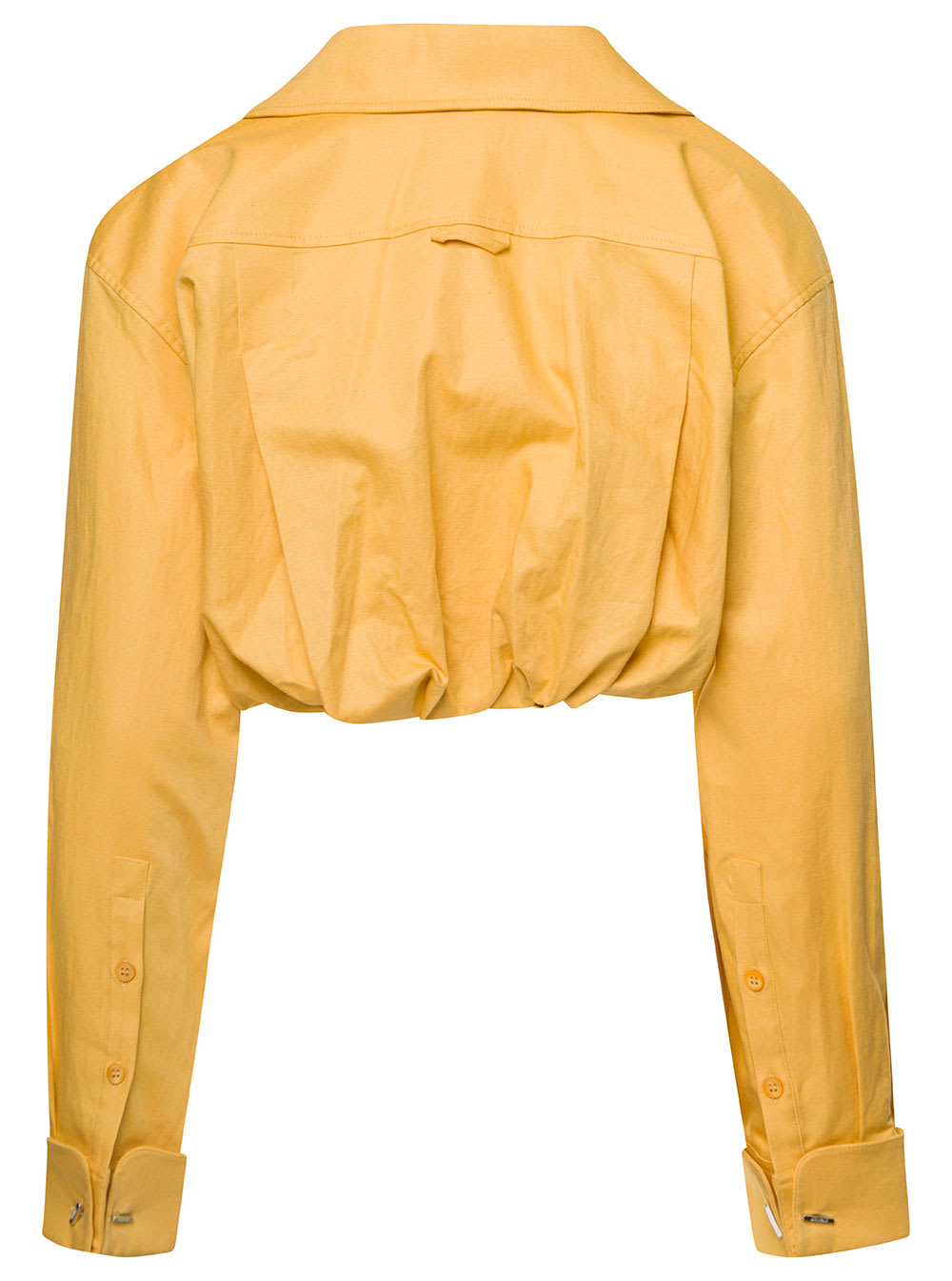 Shop Jacquemus La Chemise Machou Yellow Bolero Shirt In Cotton Blend Woman